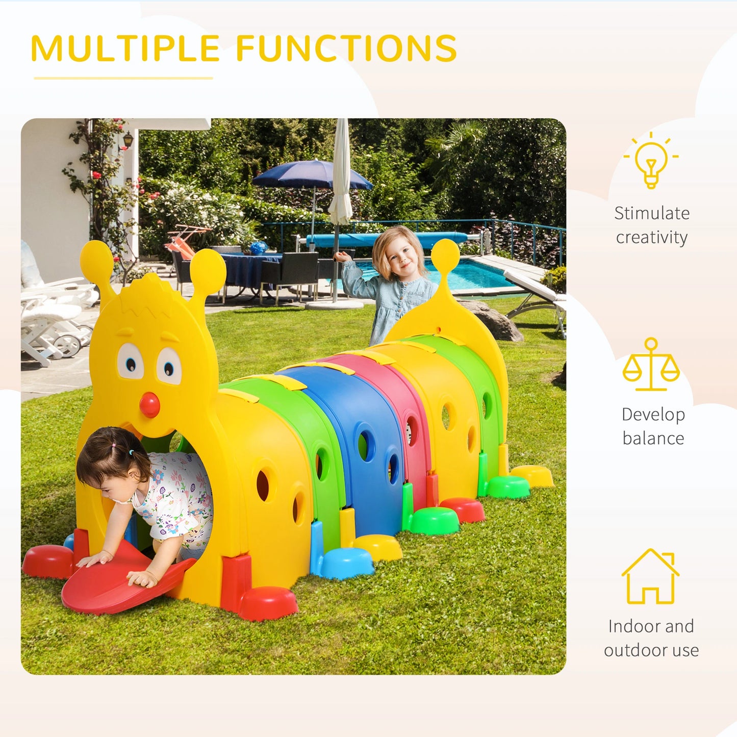 Caterpillar Tunnel for Kids, 3-6 Years, Multicoloured Children's Play Tunnels at Gallery Canada
