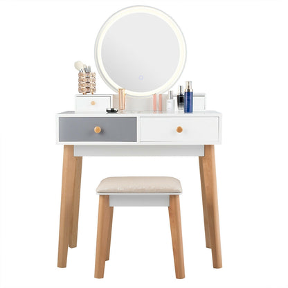 Makeup Dressing Table With 4 Drawers, Lighted Mirror, White Makeup Vanities at Gallery Canada