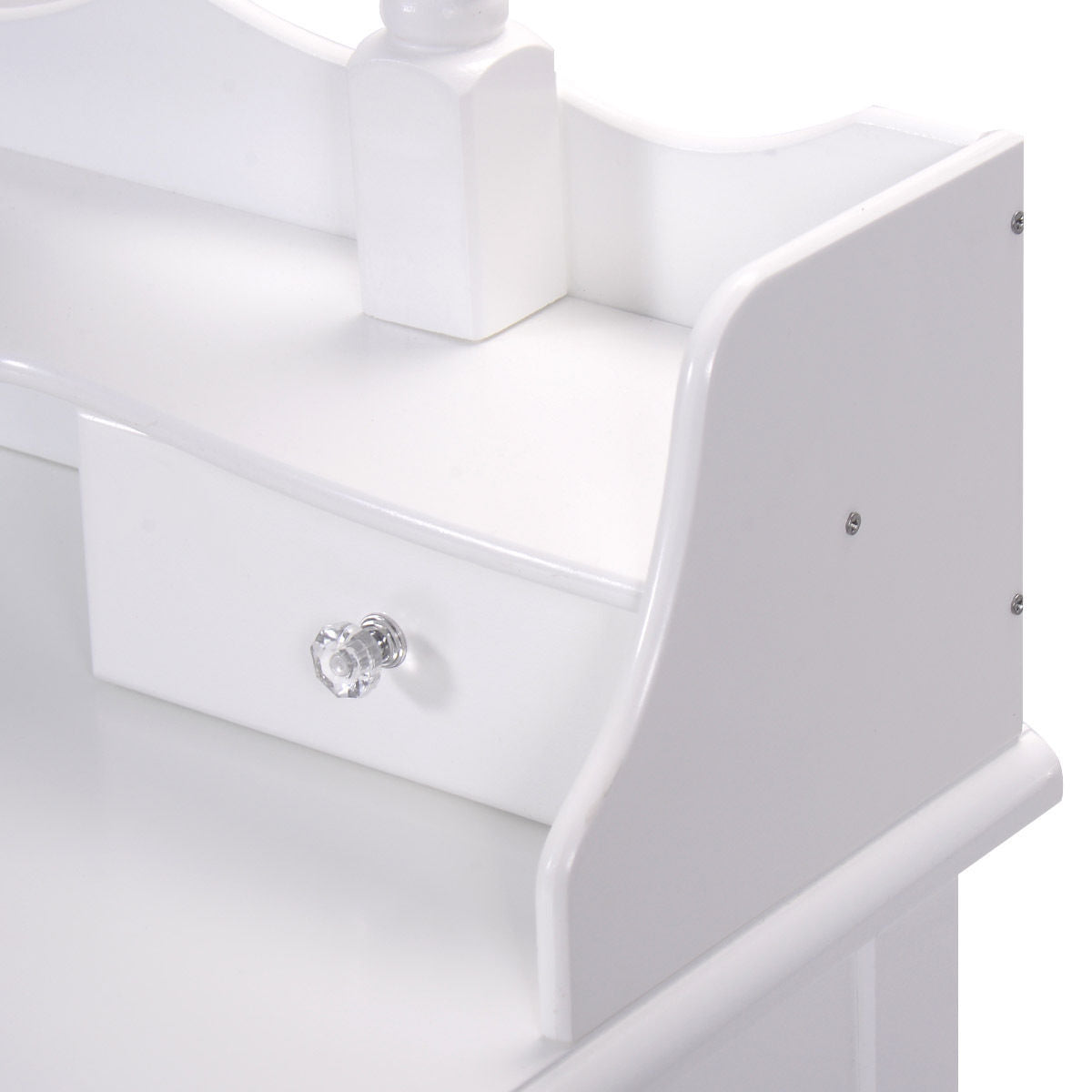 Vanity Table Set With Cushioned Stool, Oval Mirror, Three Drawers, White Makeup Vanities at Gallery Canada