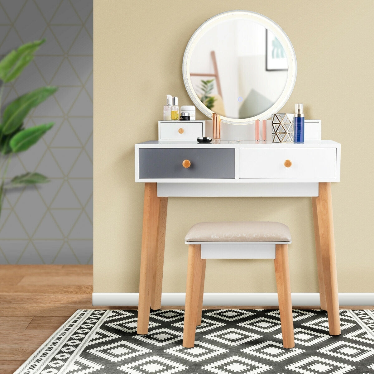 Makeup Dressing Table With 4 Drawers, Lighted Mirror, White Makeup Vanities at Gallery Canada