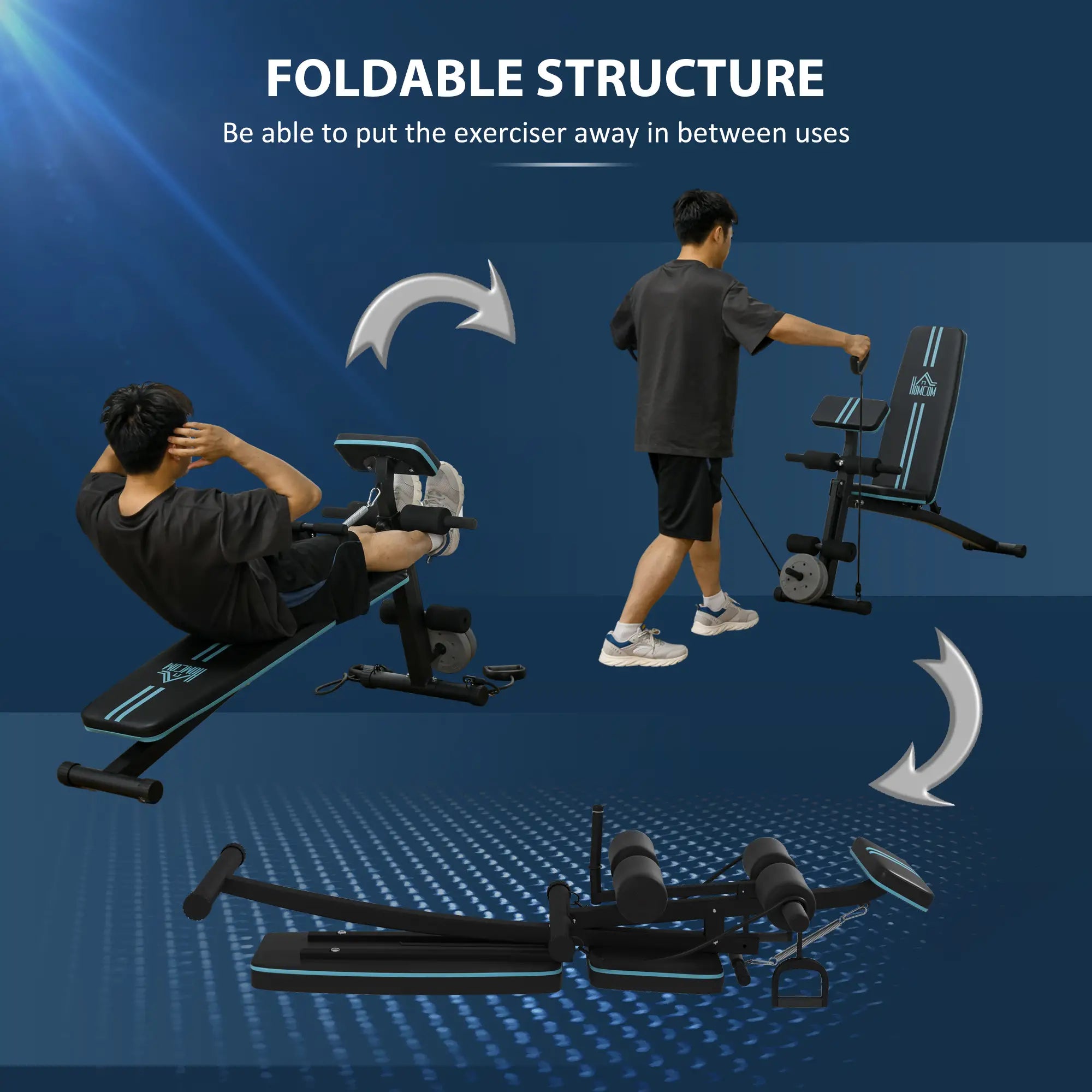 Foldable Adjustable Press Bench, Weight Training Gym Chair, Black & Blue Weight Benches at Gallery Canada
