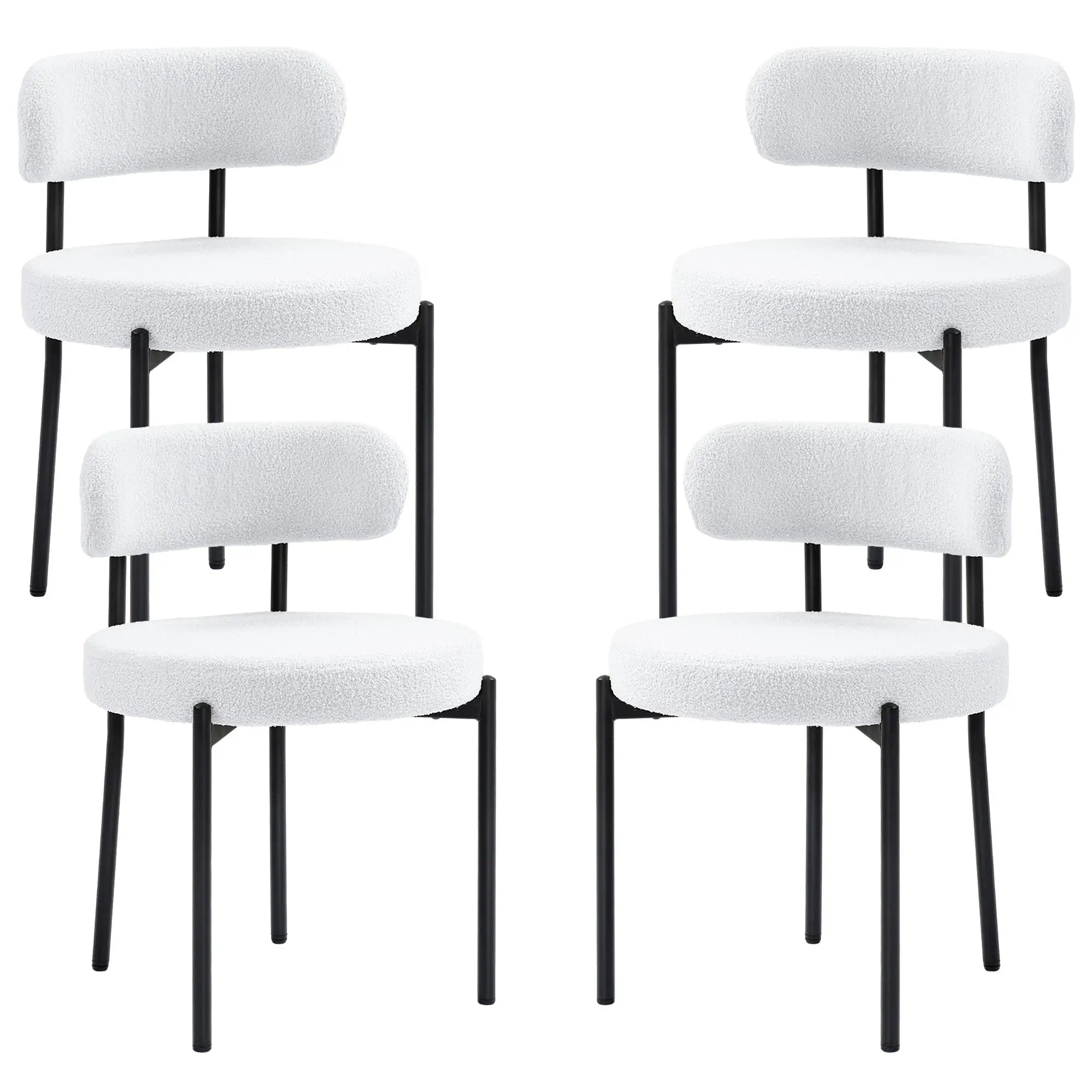 4 Kitchen Chairs, Modern Dining, Berber Fleece Upholstery, Steel Legs, Cream White Dining Chairs Cream at Gallery Canada