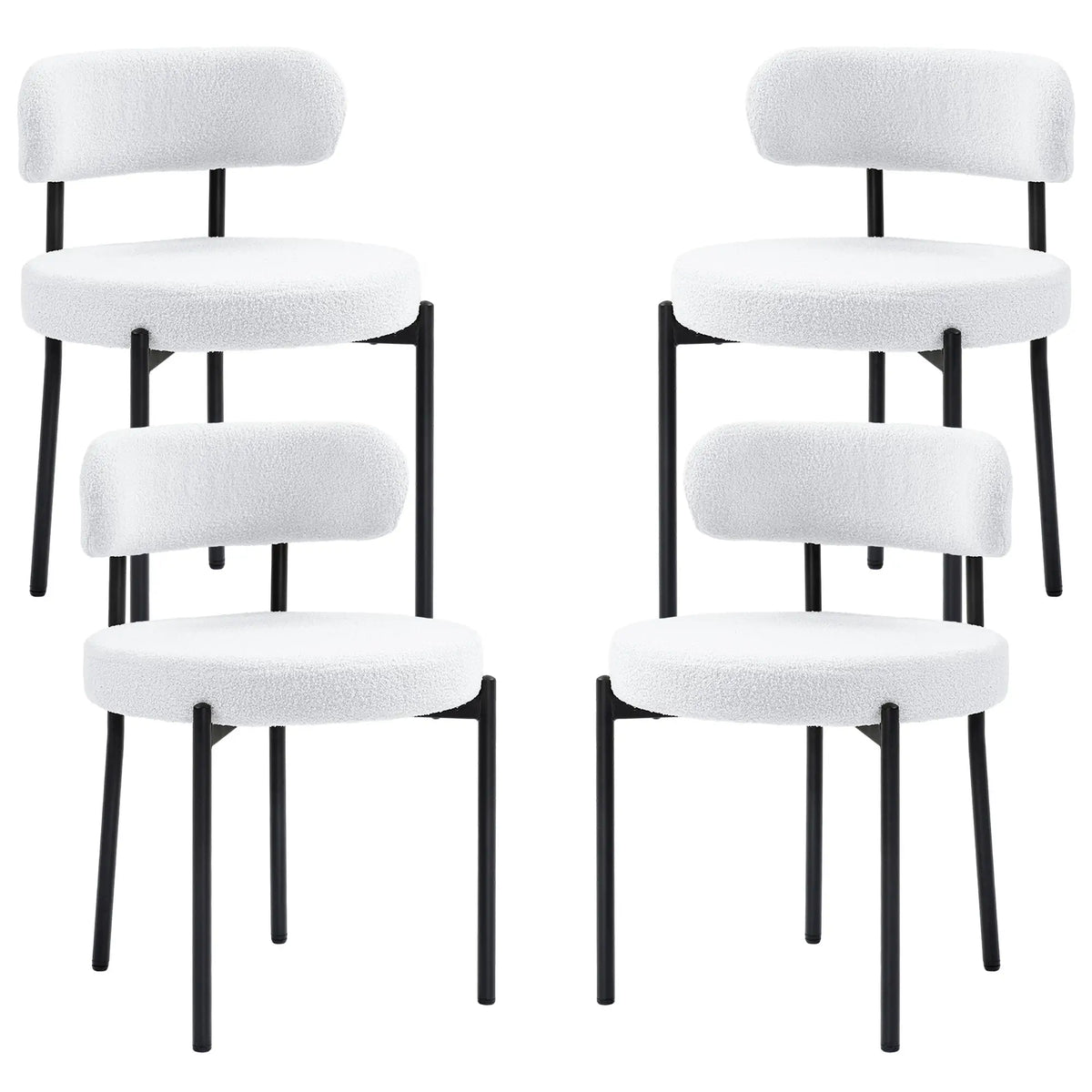 4 Kitchen Chairs, Modern Dining, Berber Fleece Upholstery, Steel Legs, Cream White Dining Chairs Cream at Gallery Canada