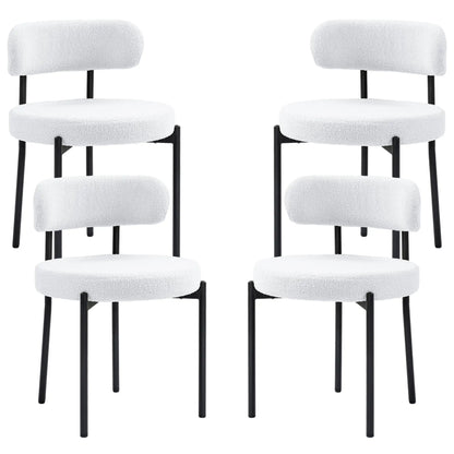 4 Kitchen Chairs, Modern Dining, Berber Fleece Upholstery, Steel Legs, Cream White Dining Chairs Cream at Gallery Canada