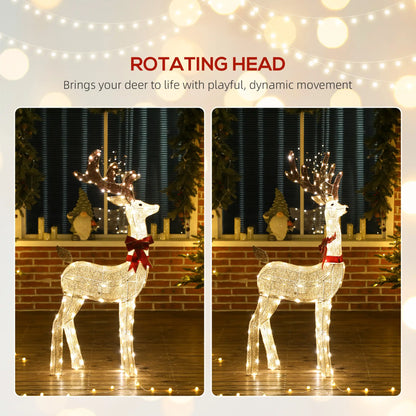 4.4FT Lighted Christmas Deer, Rotating Head, 123 LED Lights, Outdoor Waterproof Christmas Decorations at Gallery Canada