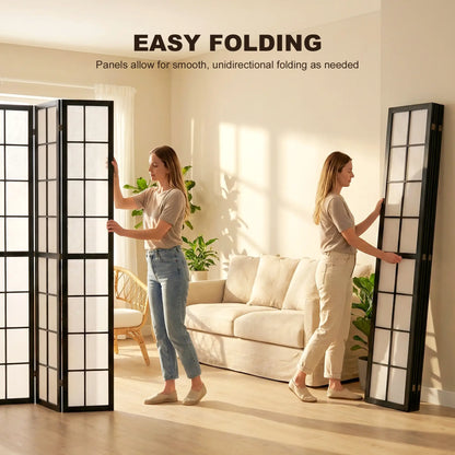 6 Panel Room Divider, 5.6 ft, Folding Wall Partition, Black Room Dividers at Gallery Canada