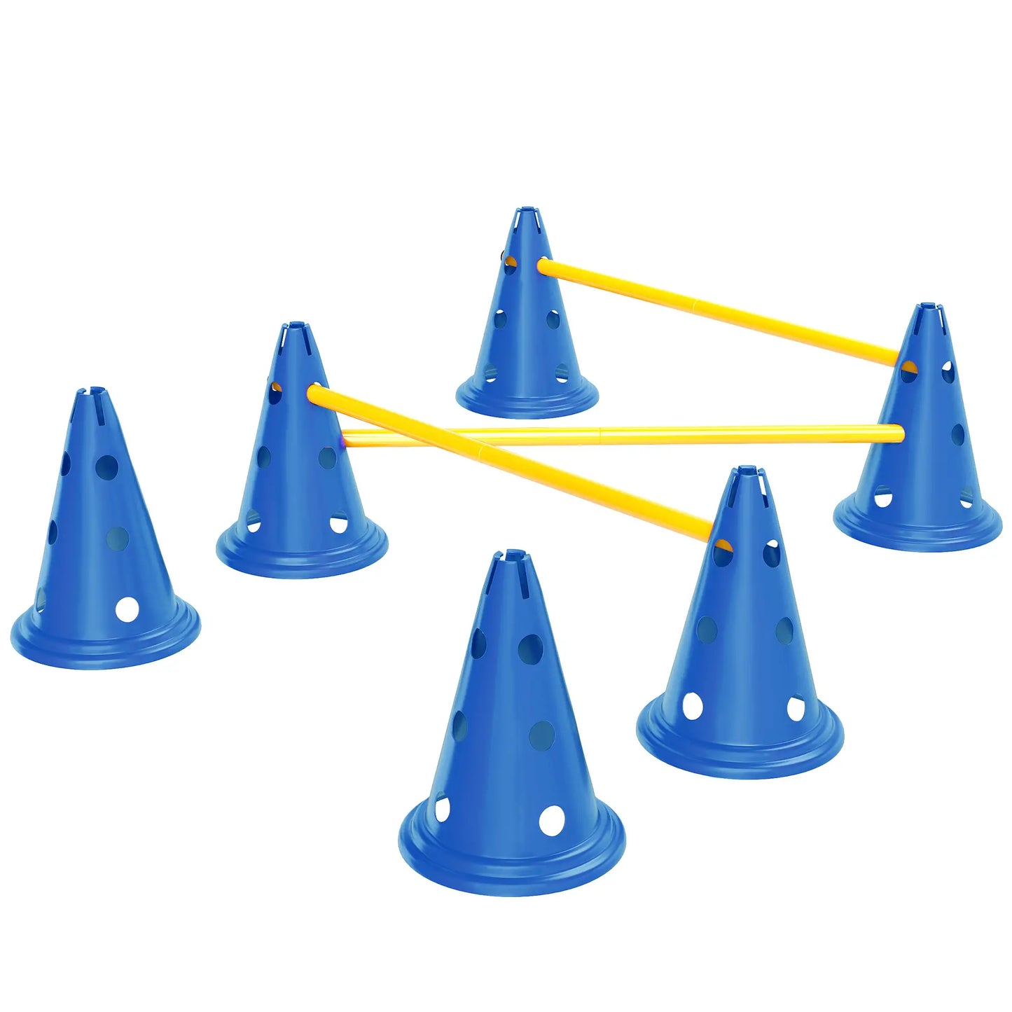 Dog Agility Hurdle Cone Set, Adjustable Obstacle Course, 6 Cones & Poles, Blue Dog Agility Training Equipment Blue, Yellow at Gallery Canada