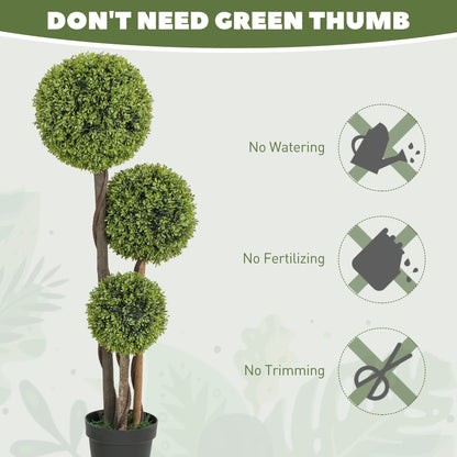 45 Inch Artificial Boxwood Topiary Tree, Set Of 2, Indoor Outdoor, Green Artificial Trees at Gallery Canada