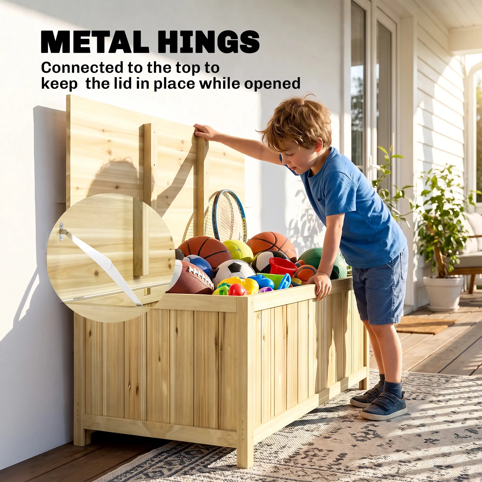 45 Gallon Wooden Storage Box, Patio Deck Box Bench, Natural Patio Storage Boxes at Gallery Canada
