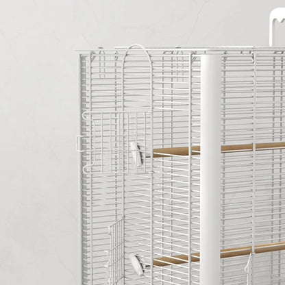 22" Bird Cage for Budgies, Finches, Canaries, Wooden Stand, White Bird Cages at Gallery Canada