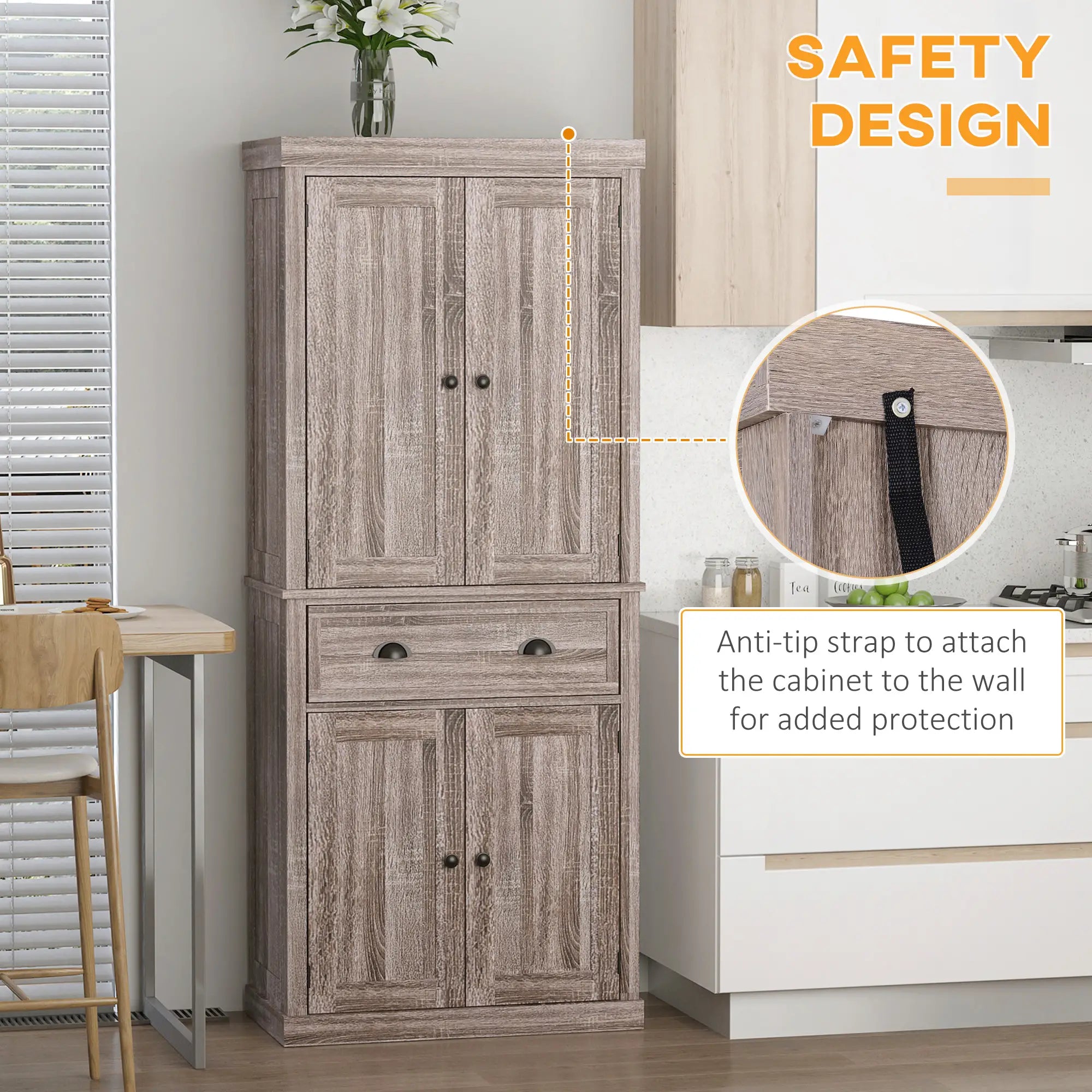 Kitchen Cabinet With 2 Drawers, MDF Board, Wood Grain Kitchen Pantry Cabinets at Gallery Canada