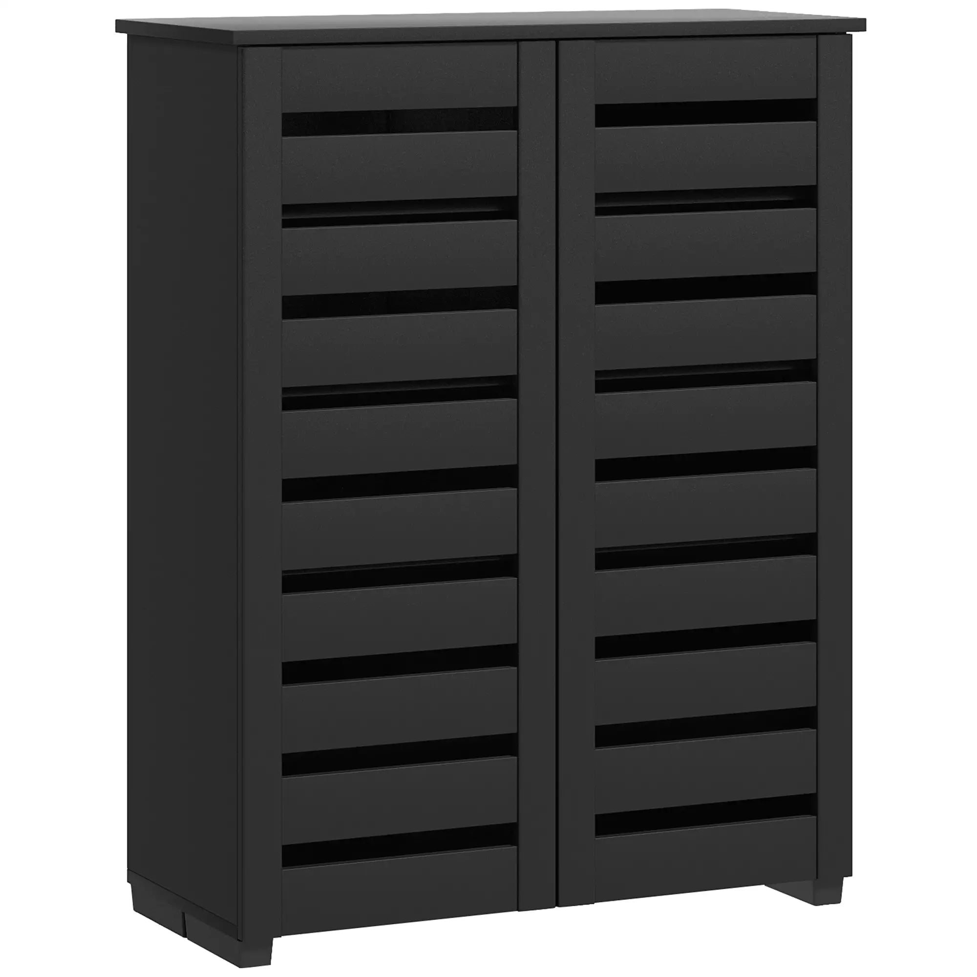 Shoe Storage Cabinet, 2 Slatted Doors, Holds 15 Pairs, Black Shoe Storage Cabinets & Racks at Gallery Canada