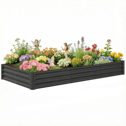8x4x1ft Galvanized Raised Garden Bed, Reinforced Planter Box, Dark Grey Galvanized Planter Boxes at Gallery Canada