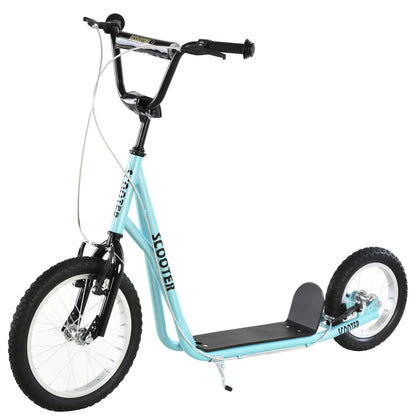 Youth Kick Scooter, Adjustable Handlebar, 16'' Inflatable Wheel, Blue Scooters at Gallery Canada