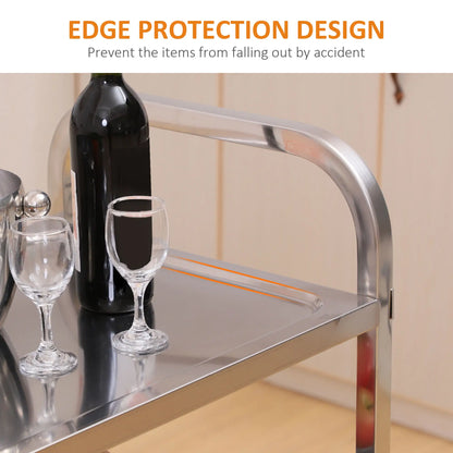 33" 3-Tier Kitchen Trolley, Stainless Steel, Wheeled Storage Cart, 330LBS Kitchen Islands & Kitchen Carts at Gallery Canada
