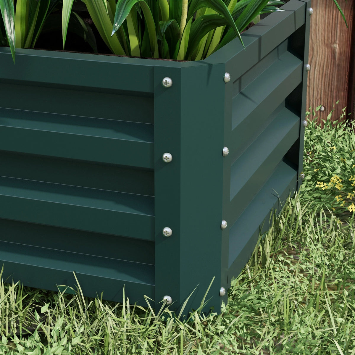Galvanized Raised Garden Beds, Set of 2, Outdoor Planter Box, Green