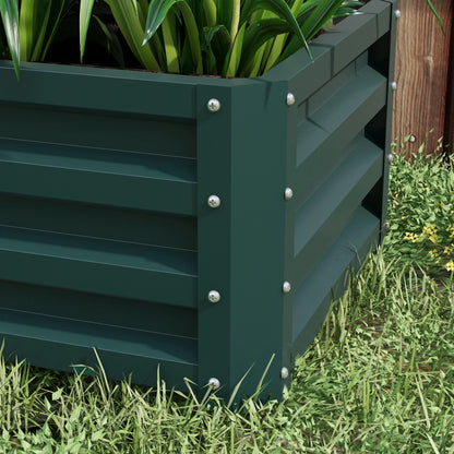 Galvanized Raised Garden Beds, Set of 2, Outdoor Planter Box, Green