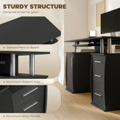 47" Computer Desk with Keyboard Tray, Storage Drawers, Black Computer Desks at Gallery Canada