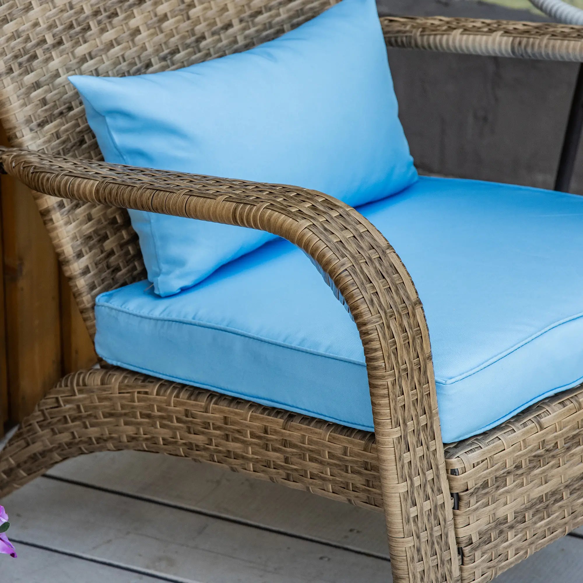 Wicker Adirondack Chair With Cushions, Blue Patio Chairs at Gallery Canada