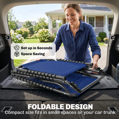 Outdoor Folding Lounge Chair, 4-Level Adjustable, Navy Blue Lounger Chairs at Gallery Canada