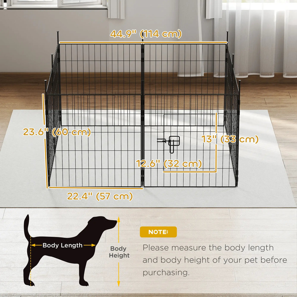 Heavy Duty Dog Playpen, 23.6" High, 8 Panels, Black Dog PlayPens at Gallery Canada
