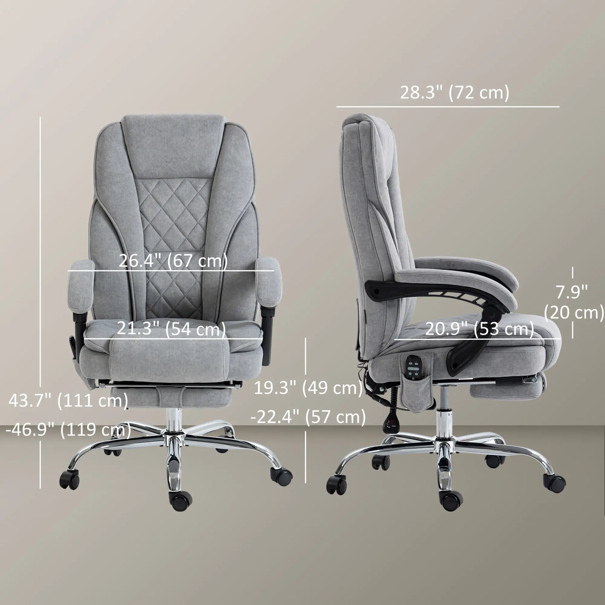 Massage Office Chair, Reclining Computer Chair, Adjustable Height, Footrest, Grey Massage Chairs at Gallery Canada