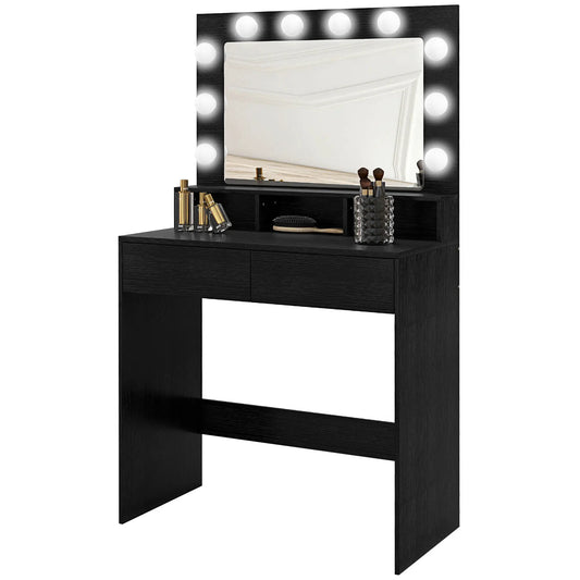 Makeup Dressing Table With LED Mirror, Drawers, Black Dressing & Vanity Tables Black at Gallery Canada