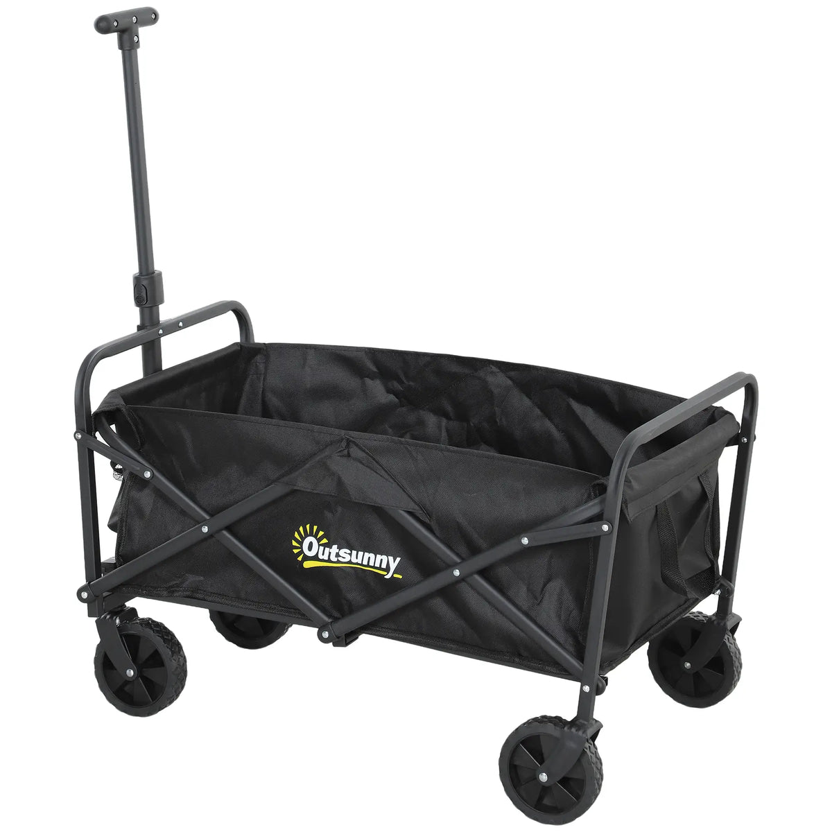 Collapsible Folding Garden Cart, Heavy Duty, Universal Wheels, Adjustable Handle, Black Folding Garden Carts Black at Gallery Canada