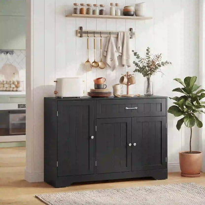 44" Modern Kitchen Cabinet with Drawer, Adjustable Shelves, Black Bar Cabinets at Gallery Canada