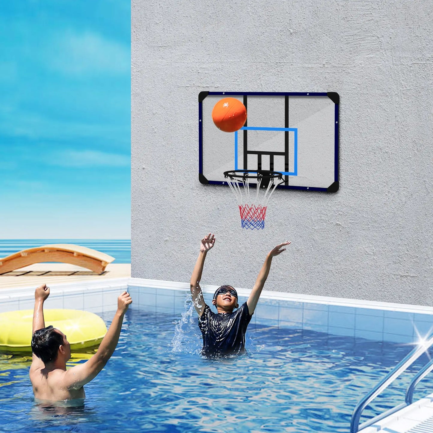 Wall Mounted Basketball Hoop, 45" x 29" Backboard, Durable Rim, All-Weather Net Basketball at Gallery Canada