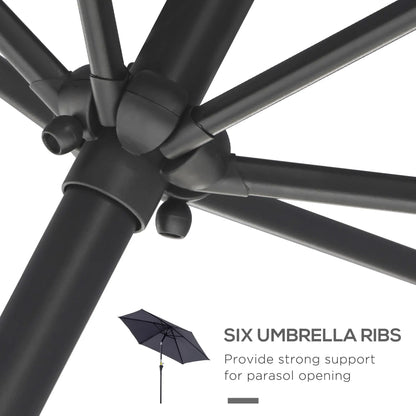 8.5FT Patio Umbrella, Round Garden Parasol with 6 Ribs, Grey Sun Umbrellas at Gallery Canada