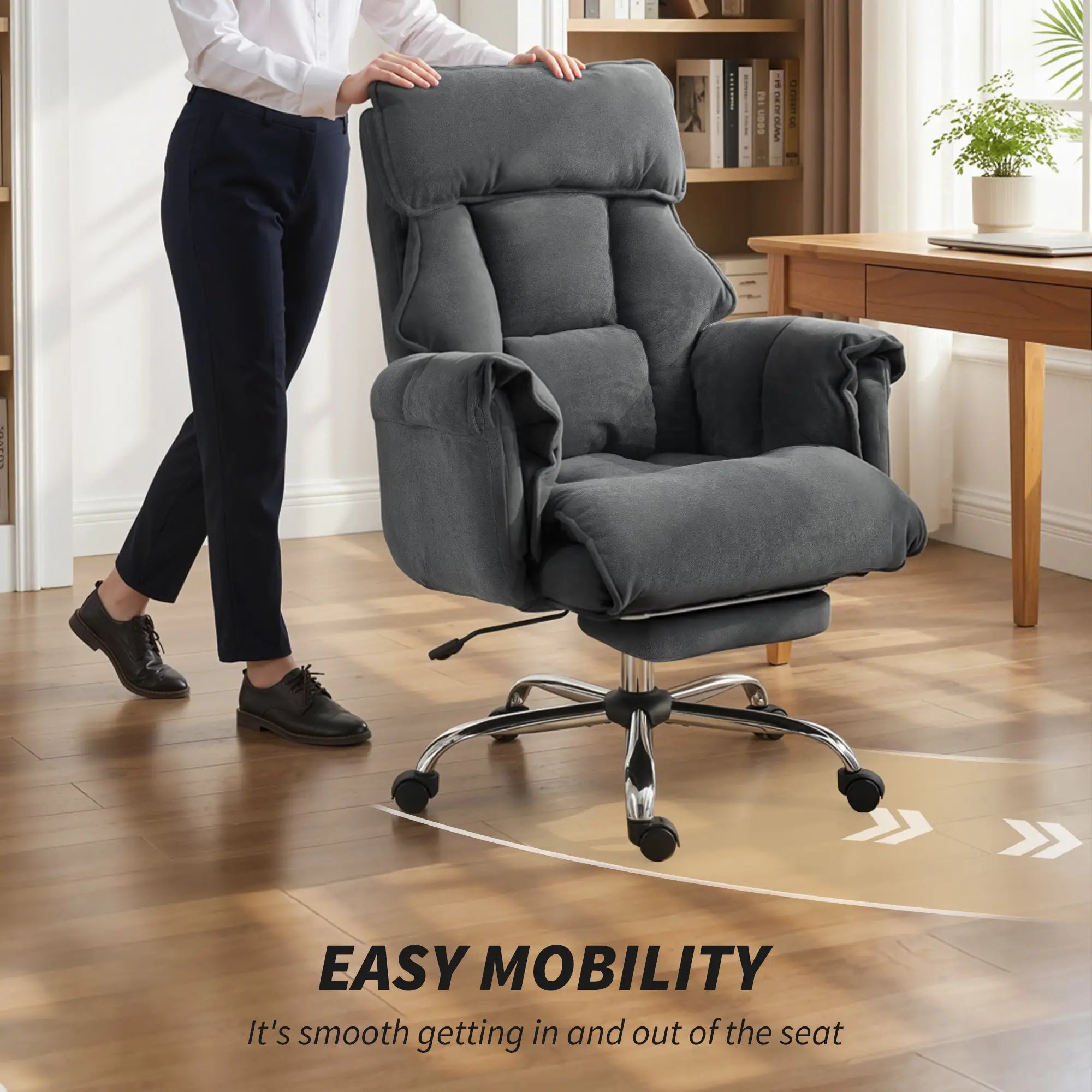 Computer Office Chair with Footrest, Adjustable Backrest, Dark Grey Executive & Manager Chairs at Gallery Canada