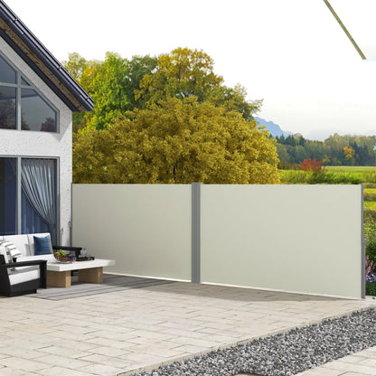 236" x 63" Outdoor Privacy Wall, Retractable Awning, Patio Screen, Cream White Side Awnings at Gallery Canada