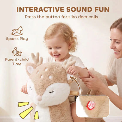 Toddler Rocking Horse, Deer Sound Seat Belt Rocking Stopper, Brown, Brown Rocking Horses at Gallery Canada