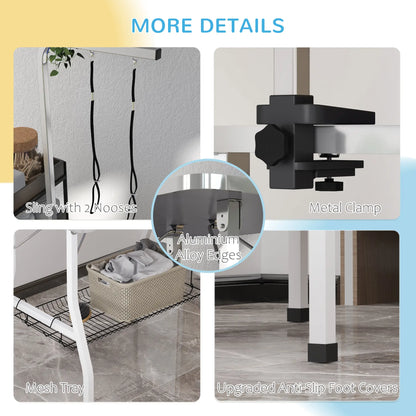 Dog Grooming Table, Adjustable Arm, Mesh Tray, 35" x 24" x 61", Black Dog Grooming Tables at Gallery Canada