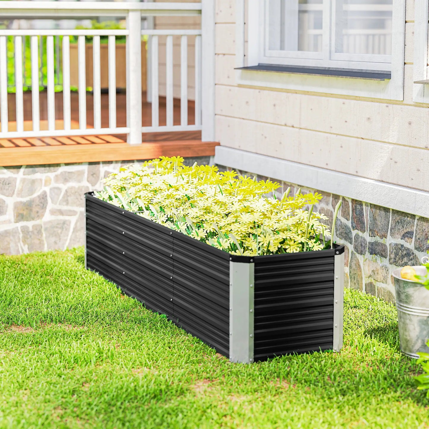 6' x 1.5' x 1.3' Galvanized Raised Garden Bed, Elevated Metal Planter Box, Dark Grey Raised Garden Beds at Gallery Canada