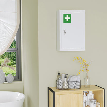 Lockable Medicine Cabinet, 3 Tier Steel Wall Box, 2 Keys, White Mirror Medicine Cabinets at Gallery Canada
