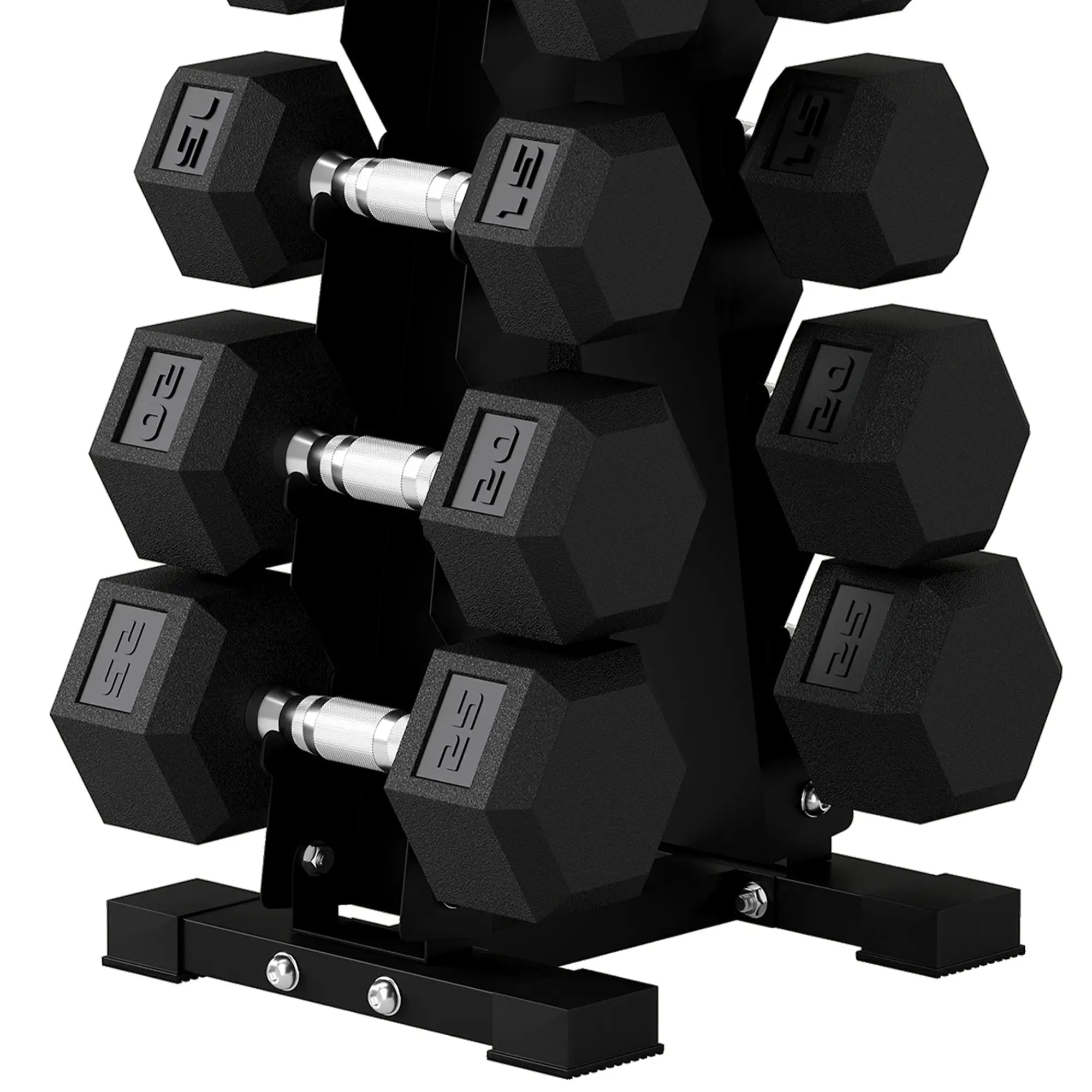 Hex Dumbbell Set with Rack, 150lbs Rubber-Coated, Non-Slip Handles, Rubber-Coated Dumbbells & Barbells at Gallery Canada