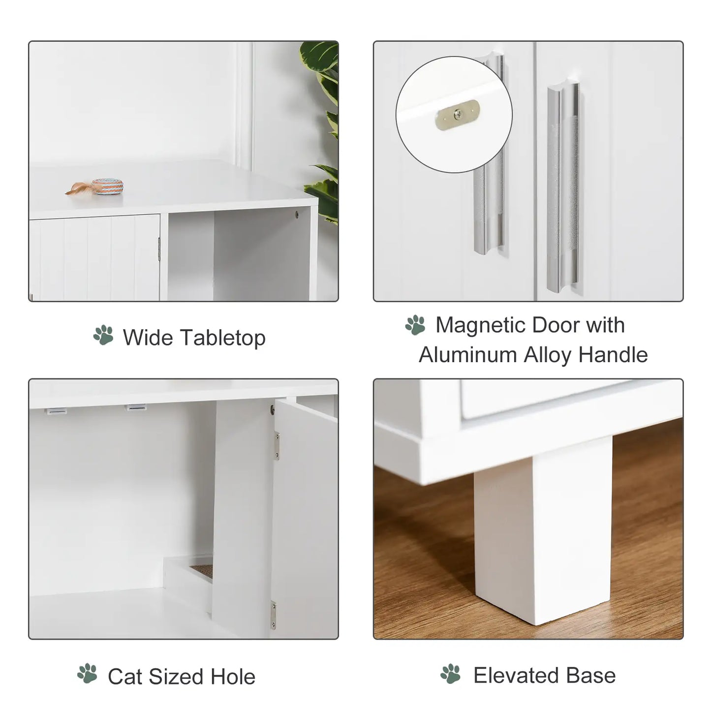 Cat Litter Box Enclosure, Hidden Furniture, End Table with Scratching Pad, White Cat Litter Box Enclosures at Gallery Canada
