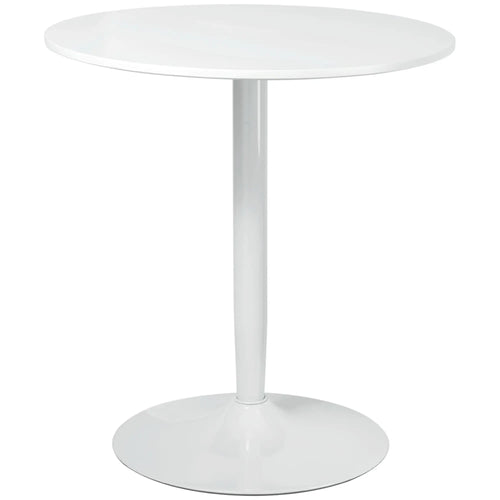 Modern Kitchen Table for 2, Round Dining Table, Steel Base, White