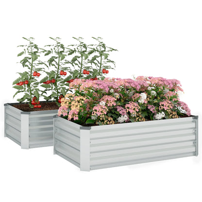 Galvanized Raised Garden Beds, Set of 2, Planter Box, Grey Galvanized Planter Boxes at Gallery Canada