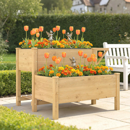 Wooden Raised Garden Bed, 2-Tier Planter With Storage Shelf Elevated Garden Beds at Gallery Canada