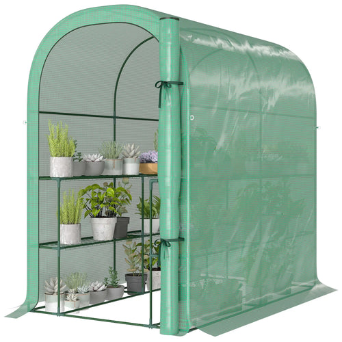Walk-In Mini Greenhouse With Shelves, Portable Outdoor, 123 x 187 x 189 cm, Green