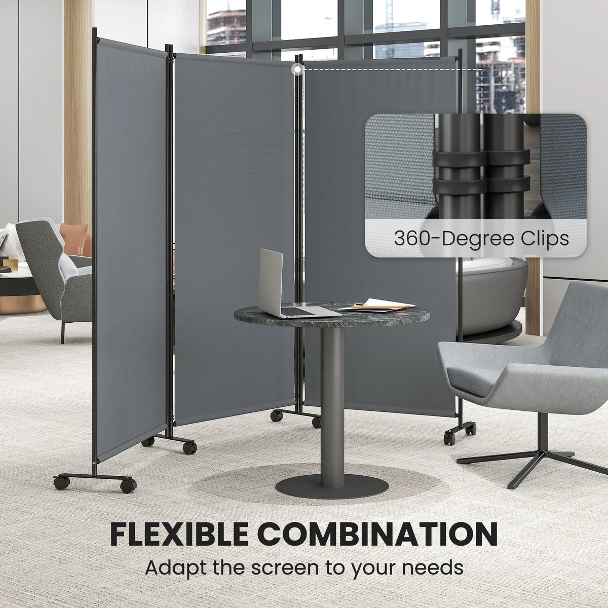 Folding Room Divider with Wheels, Privacy Screen, 6ft Tall Side Awnings at Gallery Canada