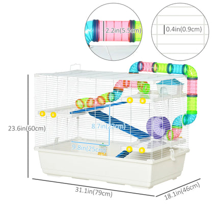 31" Large Hamster Cage, Small Animal House, Tunnel Tube System, White Hamster Cages at Gallery Canada