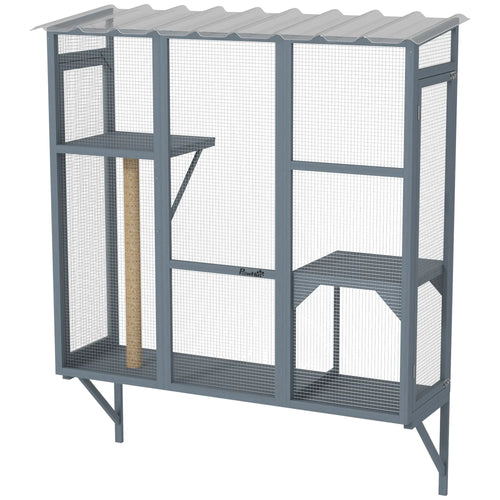 Wooden Catio Outdoor Enclosure, Large Size, Grey