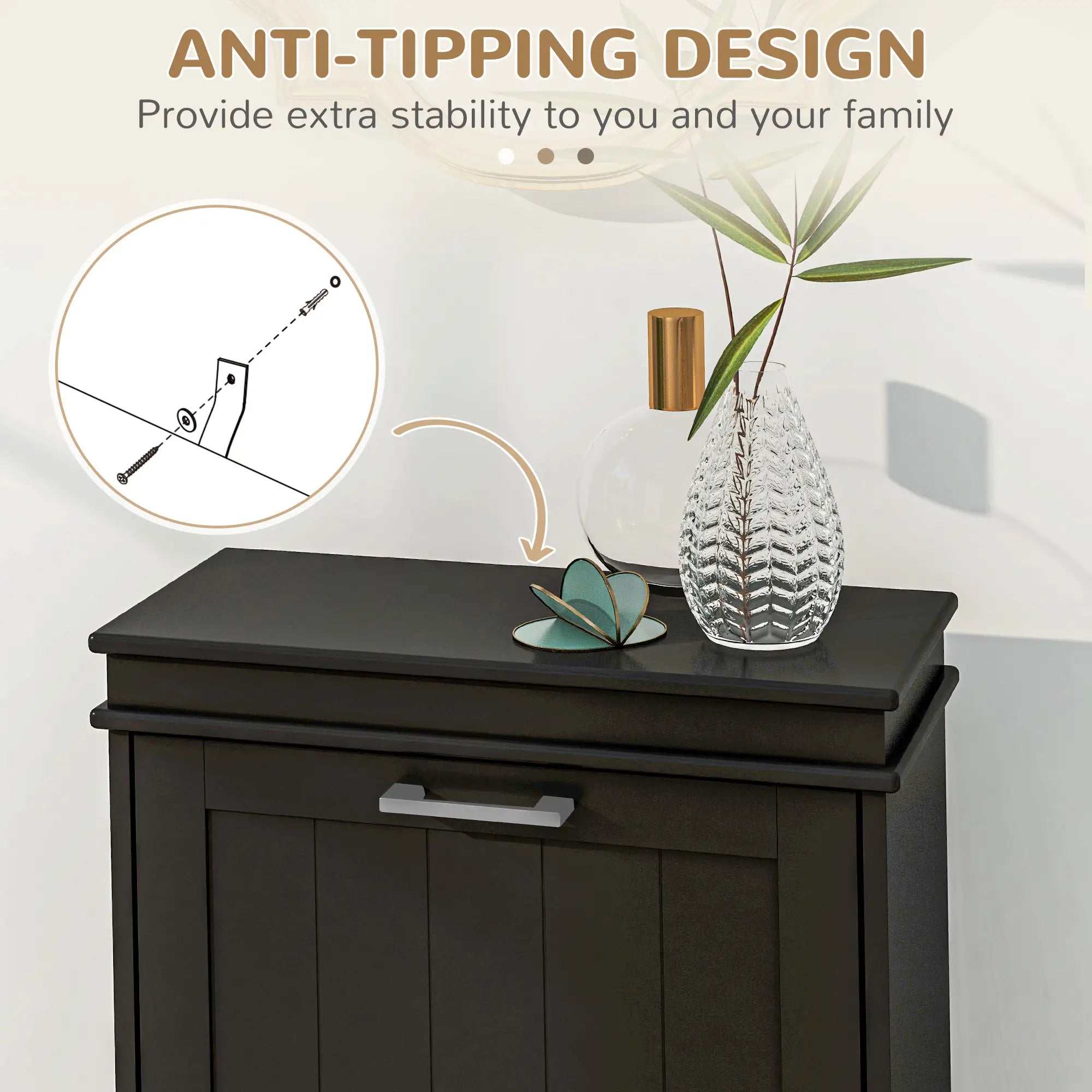Shoe Storage Cabinet, 2 Flip Drawers, Adjustable Shelves, 10 Pairs, Black Shoe Storage Cabinets & Racks at Gallery Canada