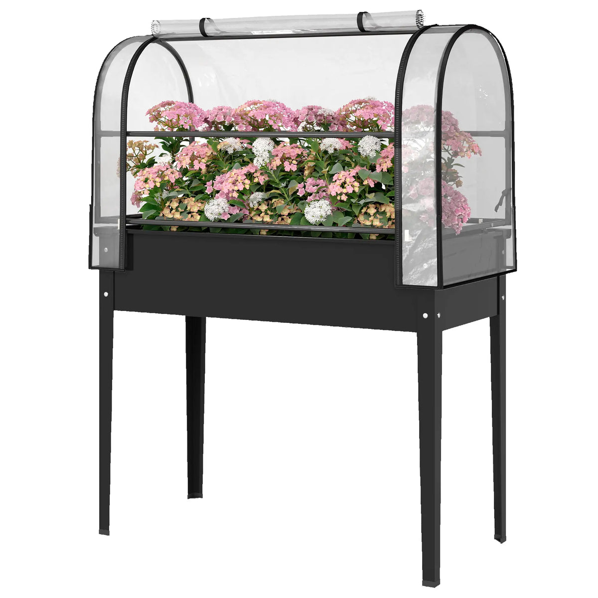Metal Raised Garden Bed With Greenhouse Cover, Black Raised Garden Beds Black at Gallery Canada