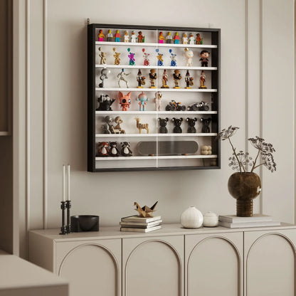 7-Tier Glass Display Cabinet, Black And White Display Bookshelves at Gallery Canada