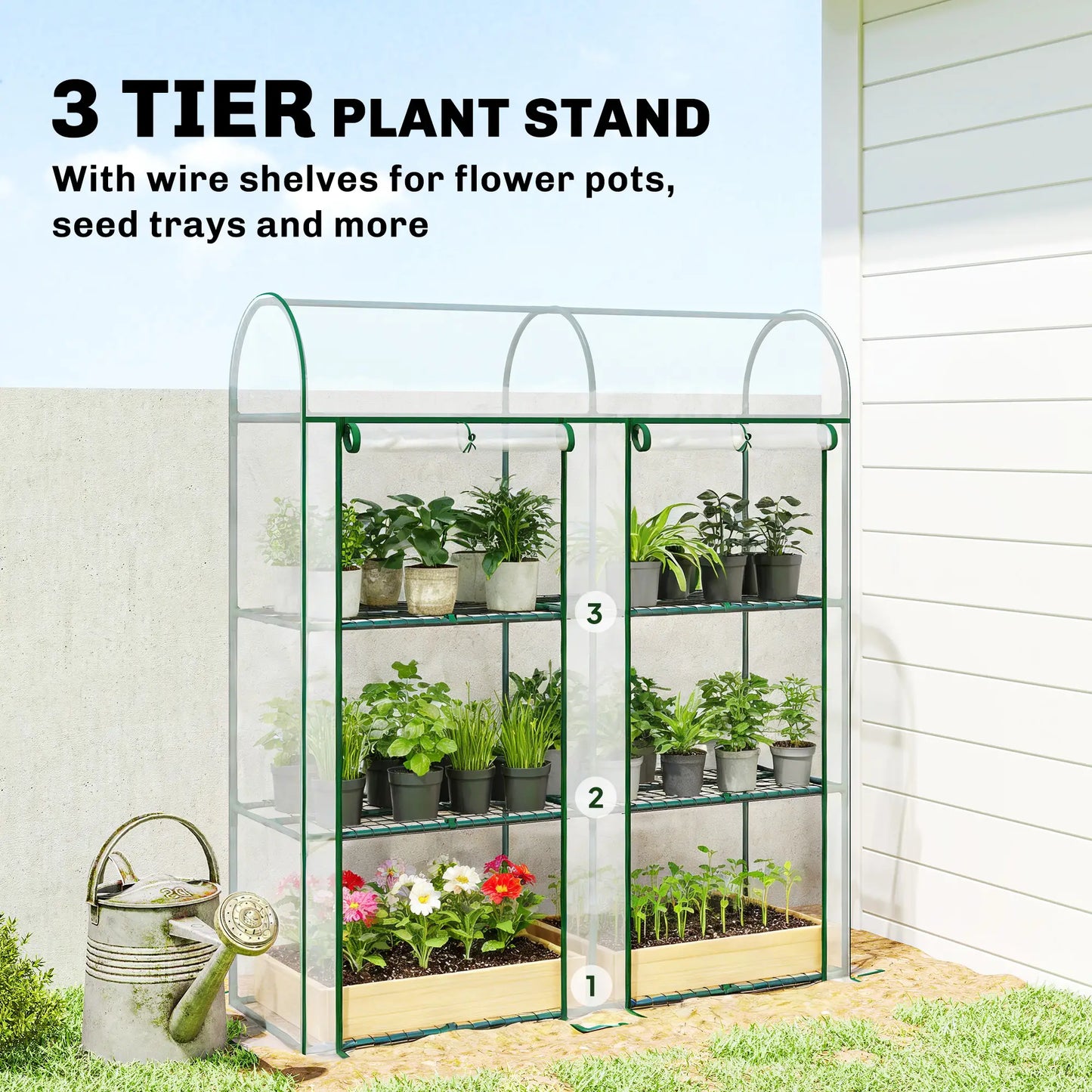 3 Tier Mini Greenhouse, 56.3" x 18.1" x 64.6", Clear Portable Greenhouses at Gallery Canada